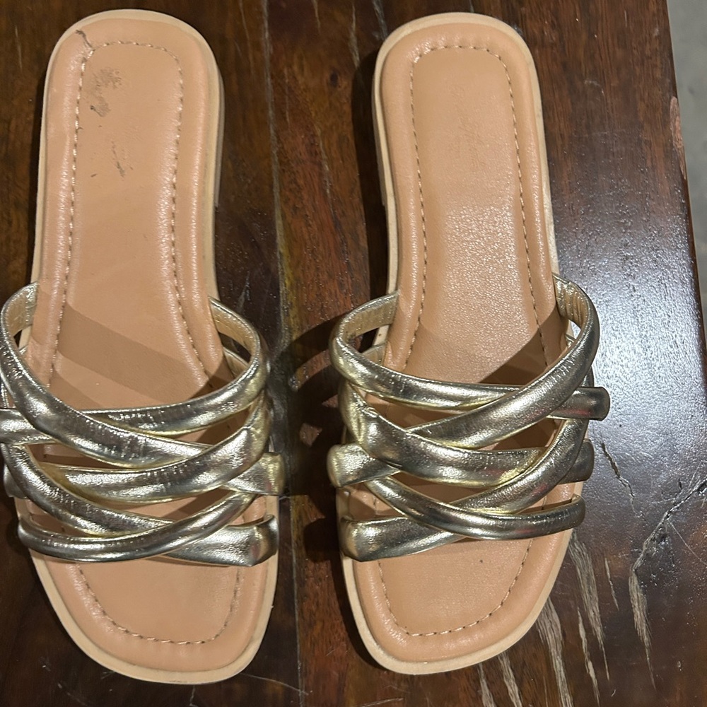 Women's Gold Strappy Sandals